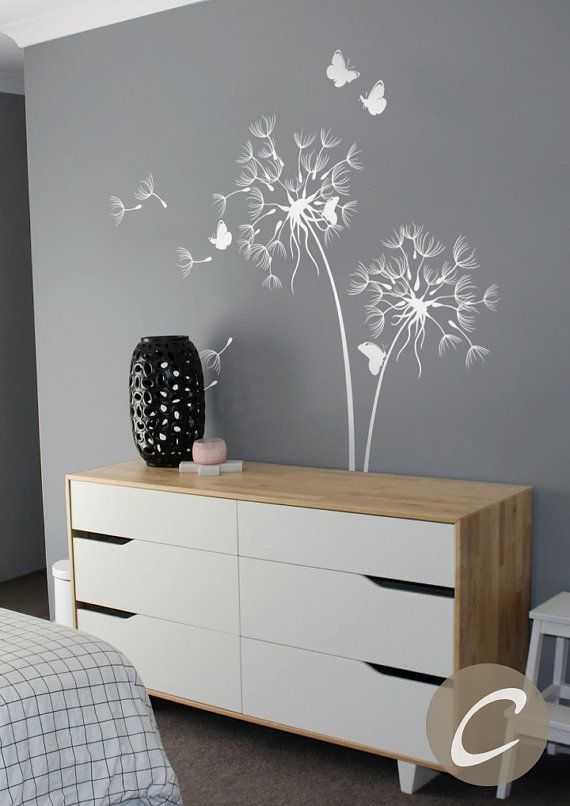 Dandelion Wall Decal With Butterflies Nursery Wall Decal Wall Sticker Wall Decor Wall Art Removable Vinyl Wall Decal Sticker Art -AM026