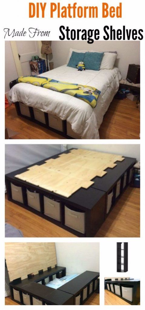 DIY Platform Bed Made From Storage Shelves