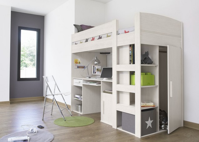 Loft bed with desk modern