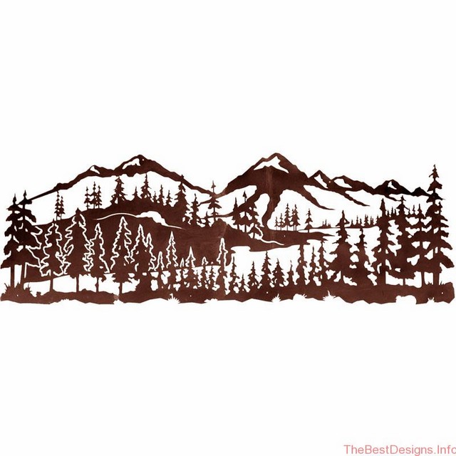 Rustic metal wall art mountain scene