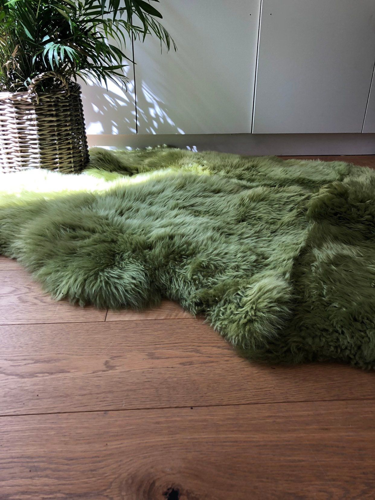 Lime green rugs to create an
artificial look