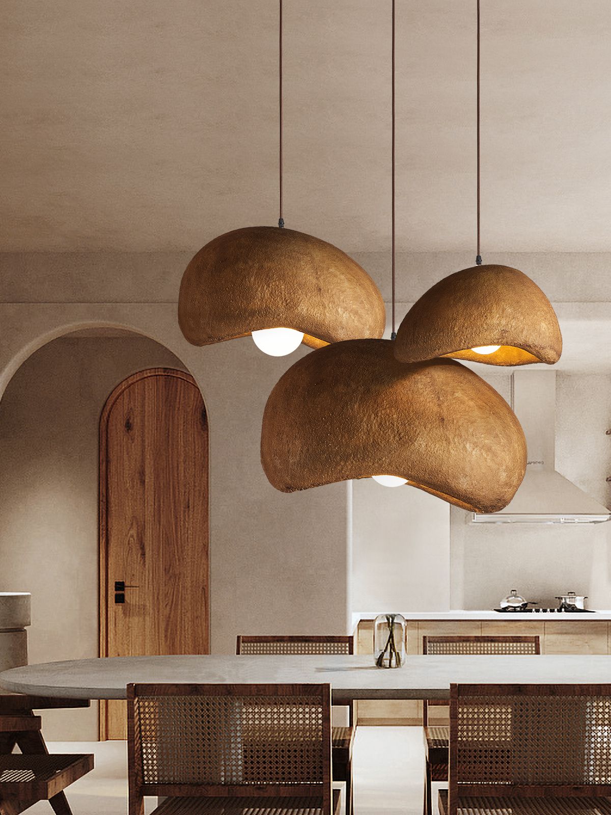 Modern pendant lighting fixtures in home interior