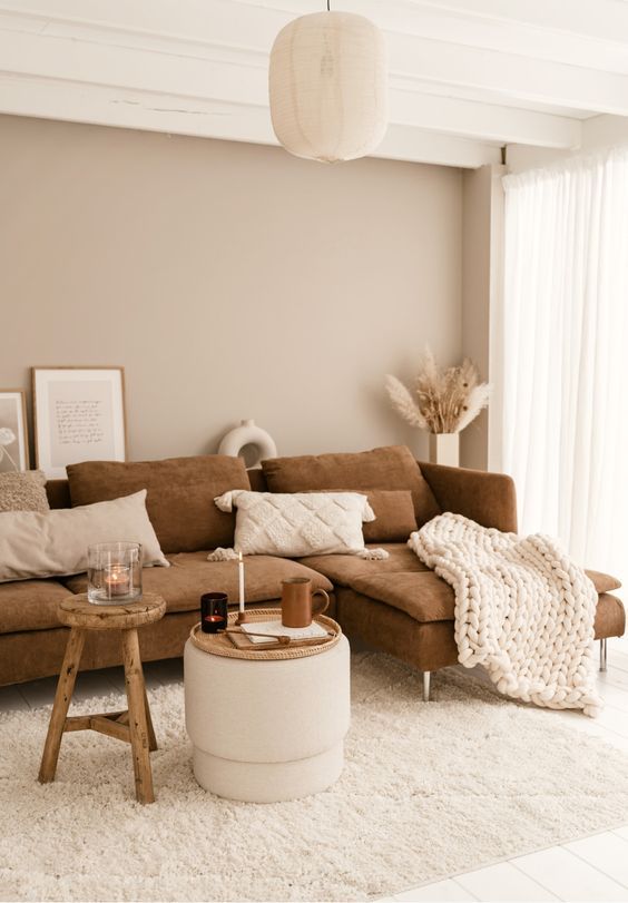 Adding some rustic look to
brown living room