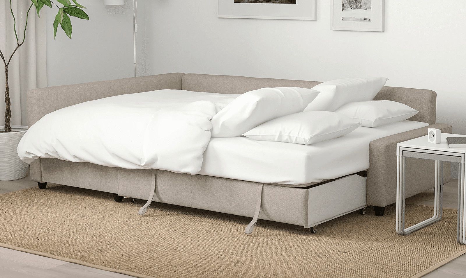 A multipurpose white sofa bed