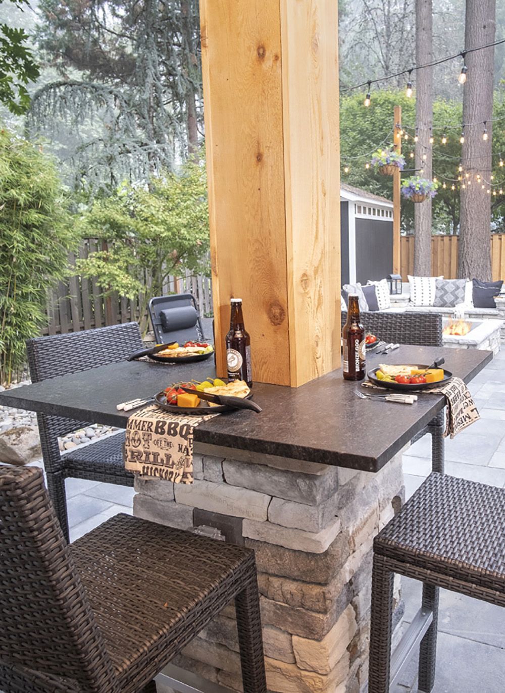 Set up an Outdoor Bar Table
where you can relax in Comfort