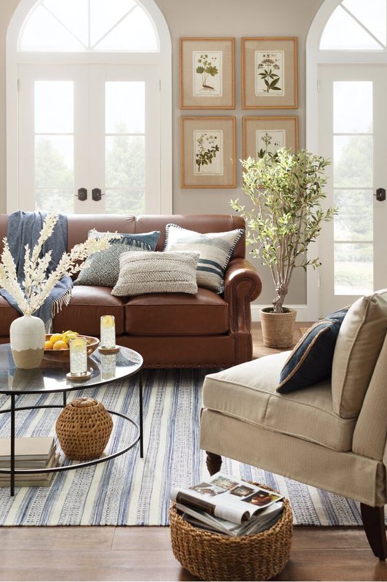 Elegant Furniture – A Brown
Leather Sofa