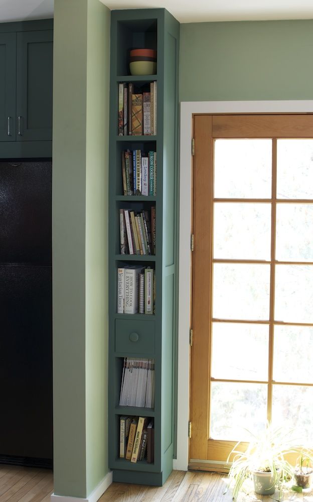 Keep your things organized
with a tall narrow bookcase