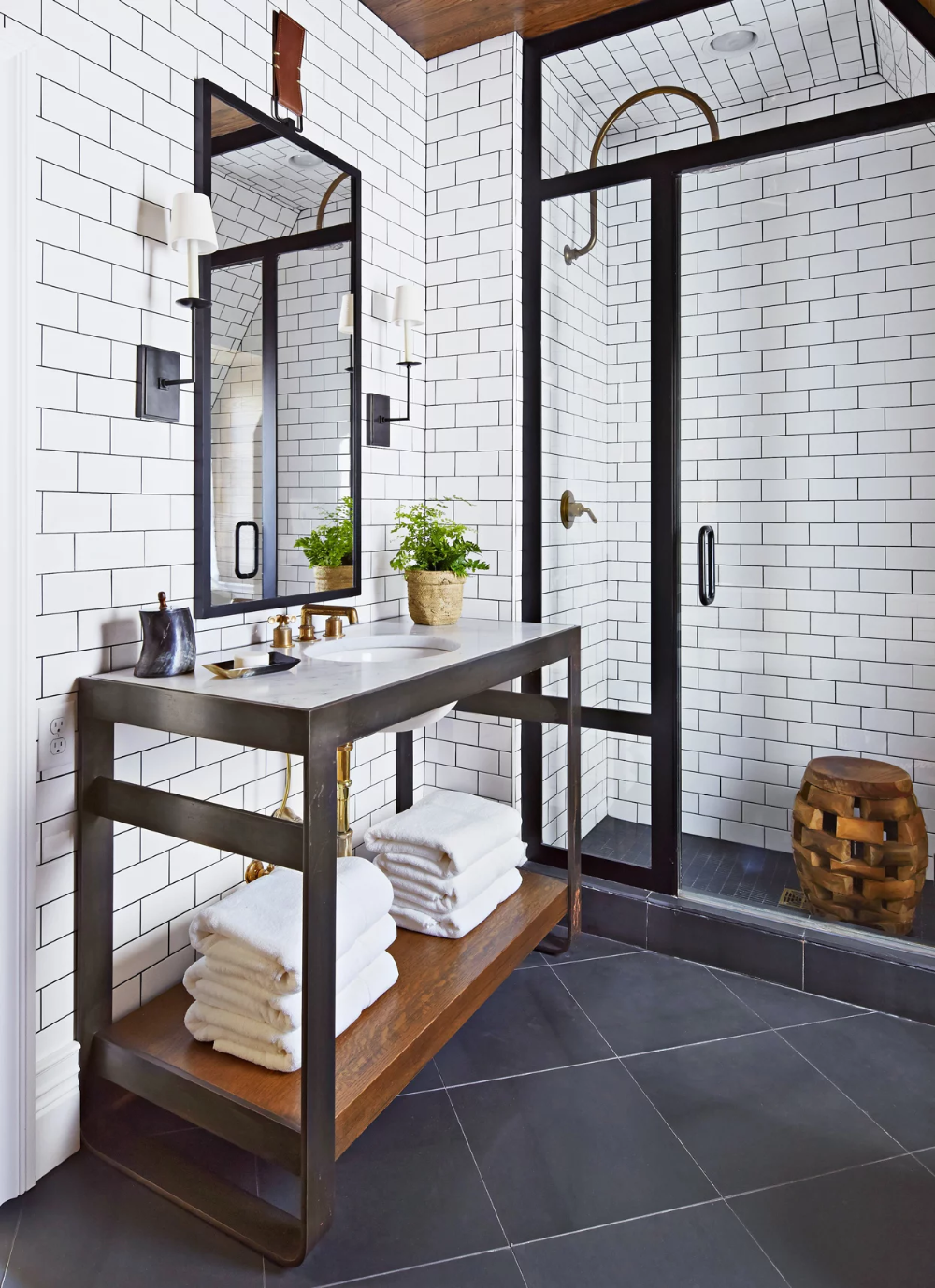 Contemporary subway tile bathroom