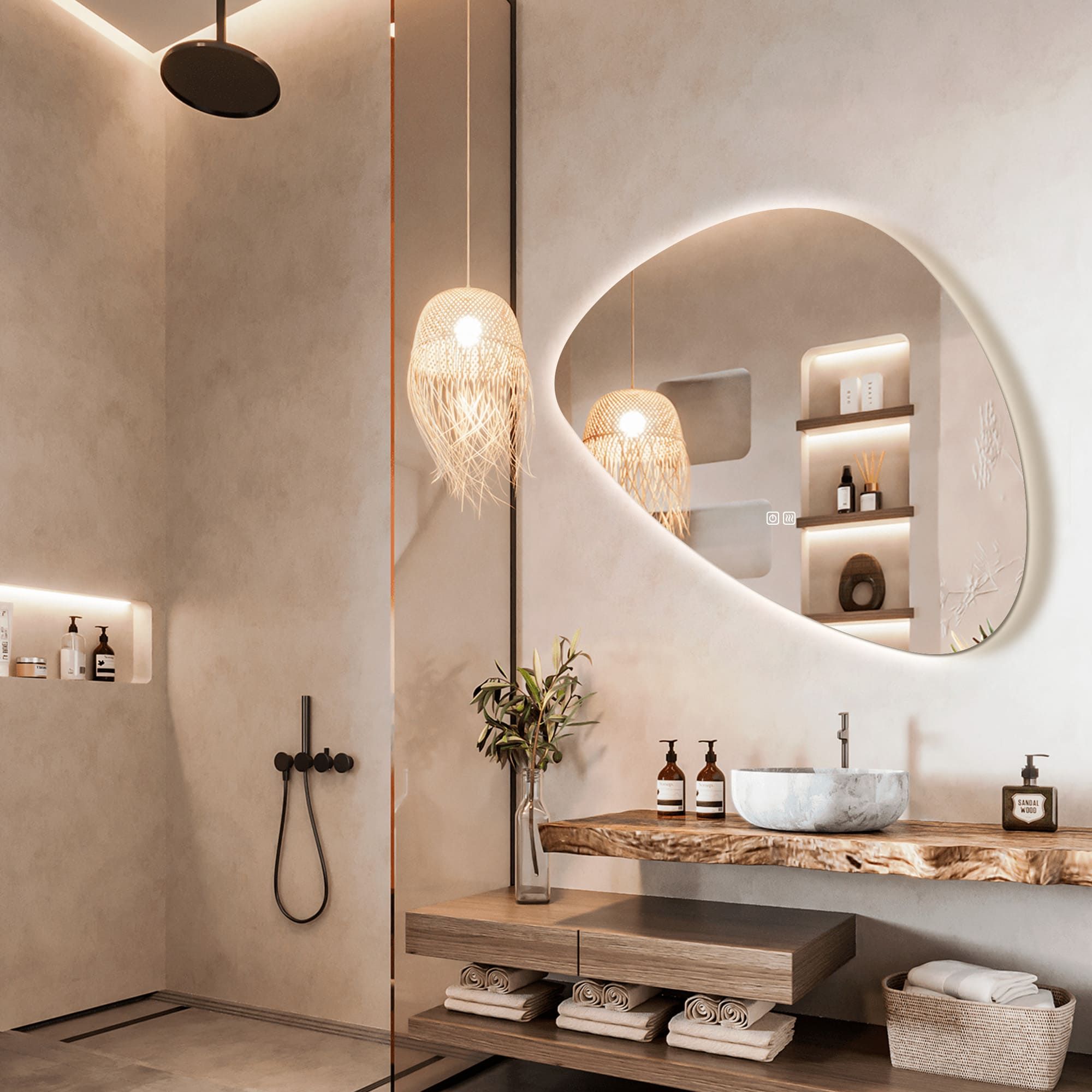 Modern Bathroom Mirrors with Light Design