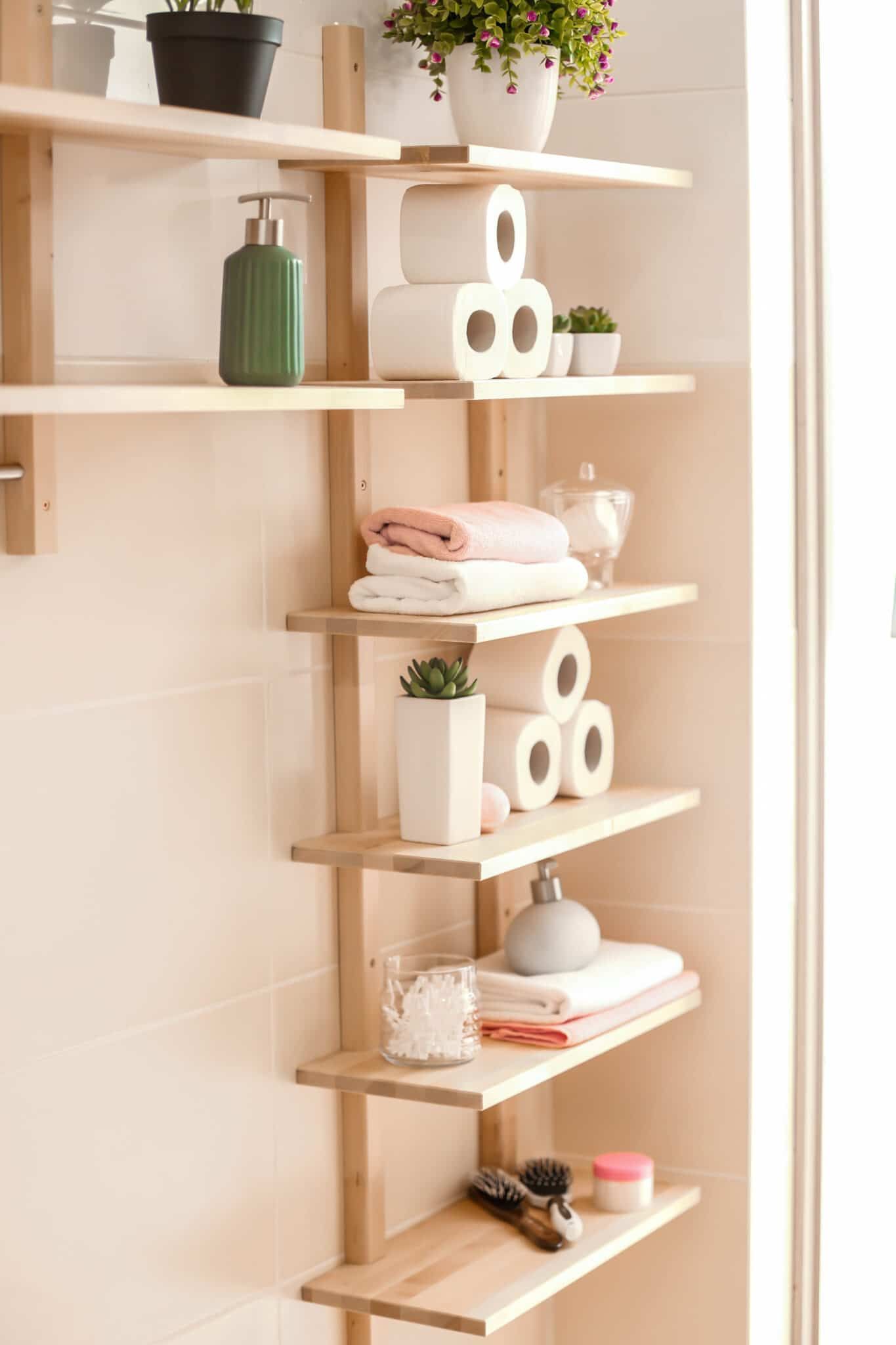 Convenient and practical bathroom shelving