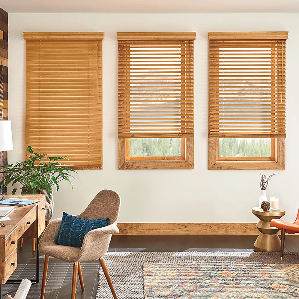 Make it a Natural Fit for your
windows by using wood blinds