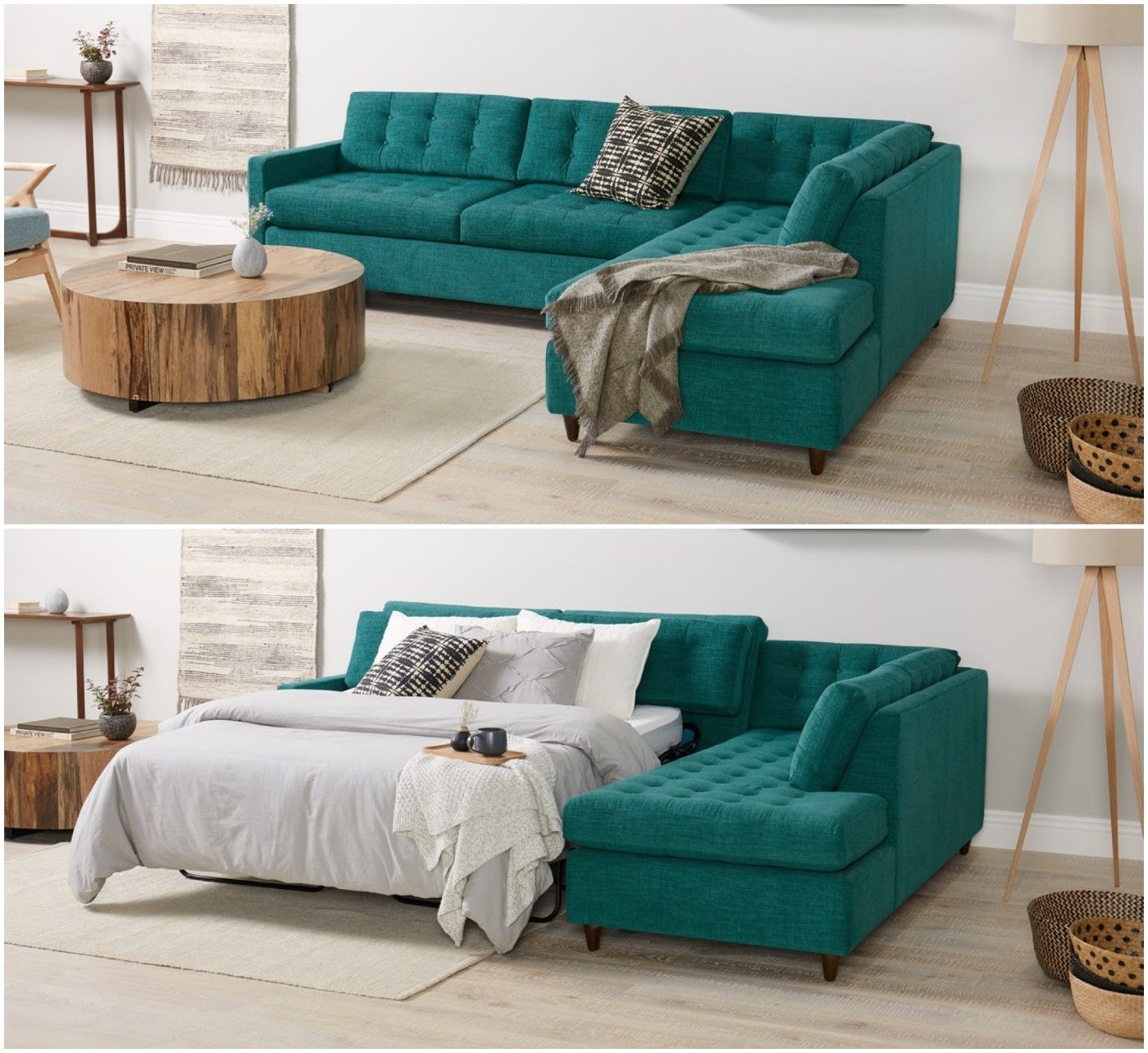 Enjoy the luxury and relaxing
feel of comfort using a sectional sleeper sofa