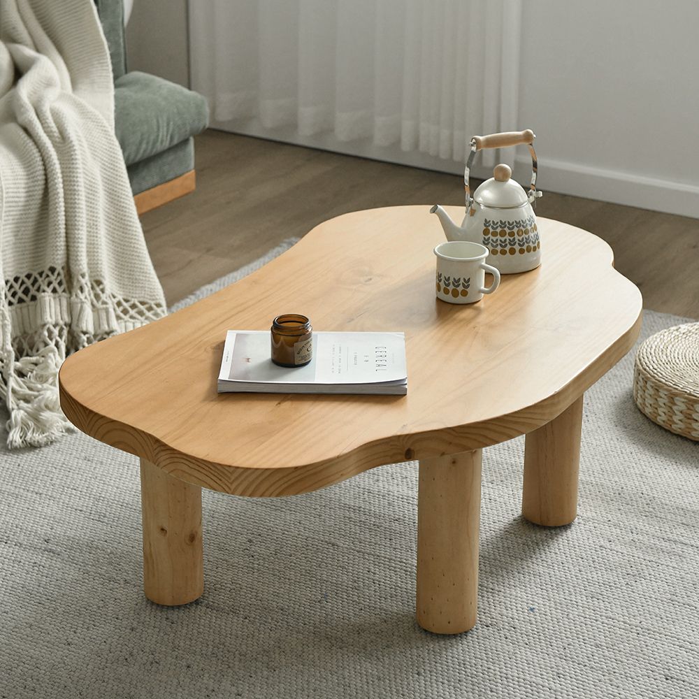 A wood coffee table in home interior