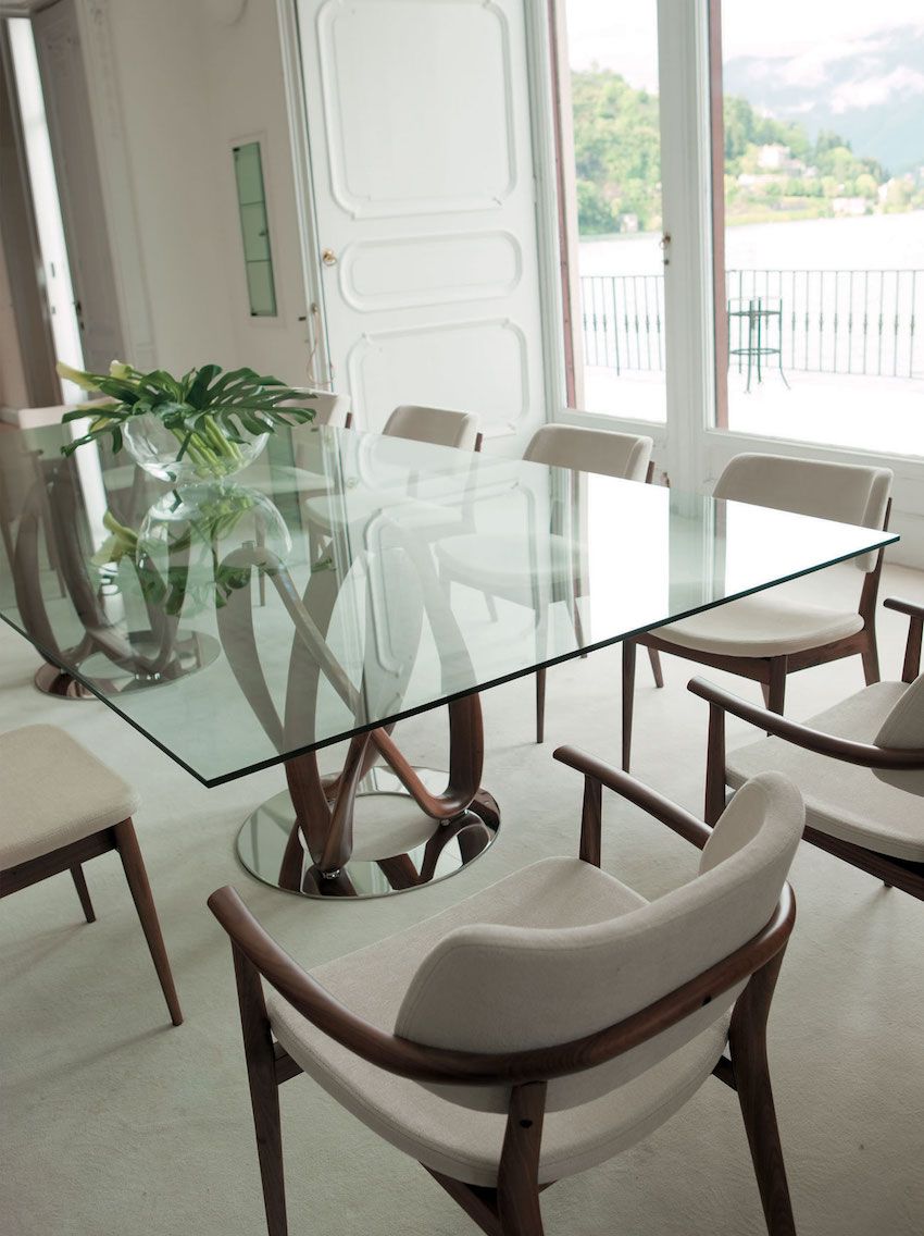 A great replacement for a traditional wooden table: glass top dining table