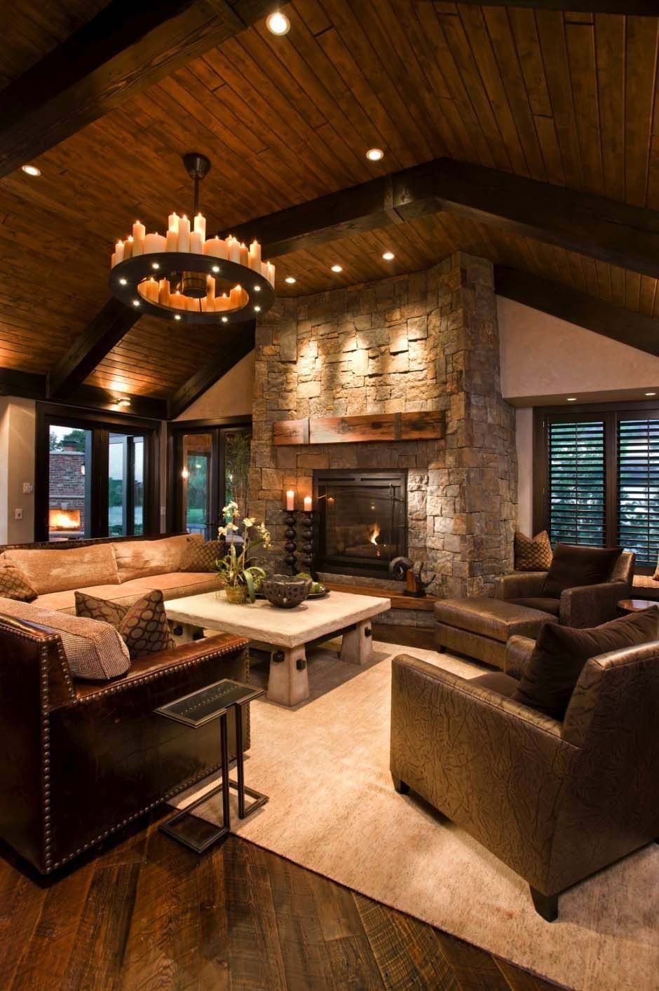 Adding some rustic look to
brown living room