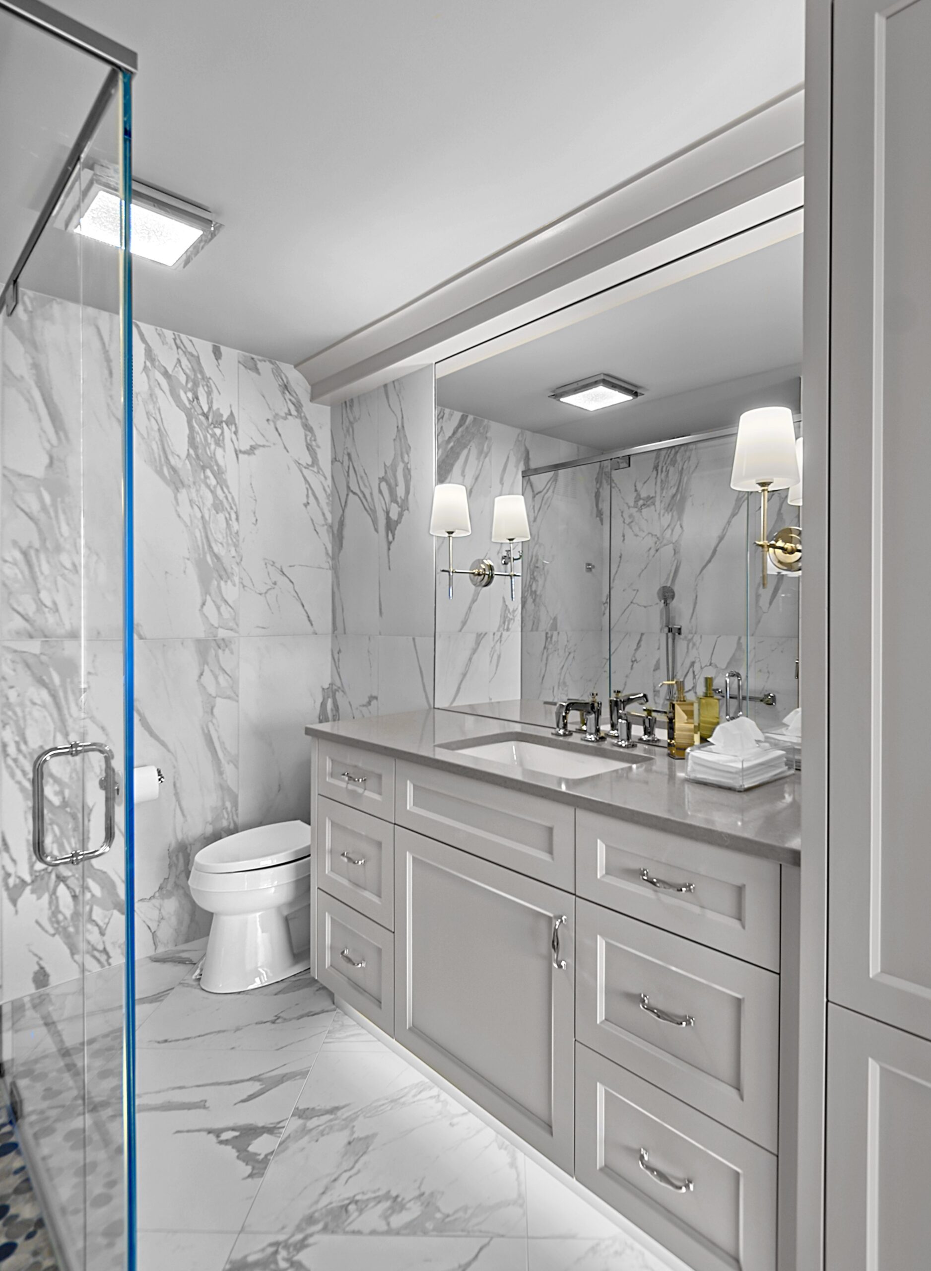 Bathroom sink cabinets with
marble top