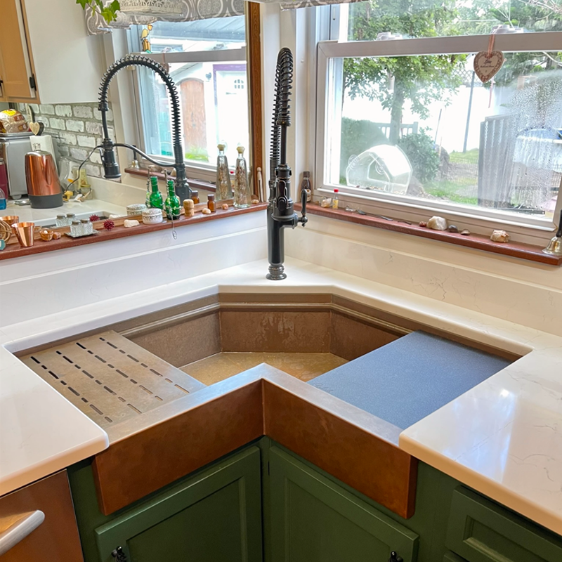 Corner kitchen sink design benefits