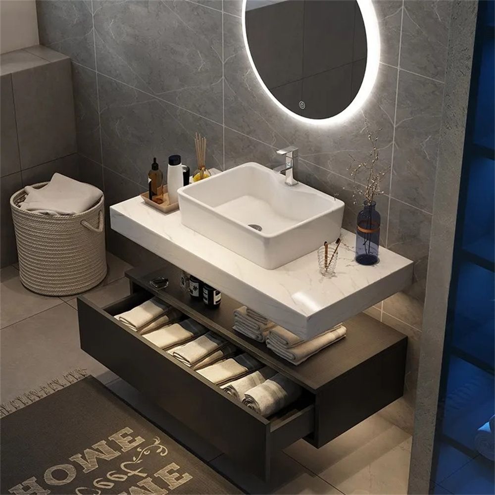 Space saving modern floating bathroom vanity