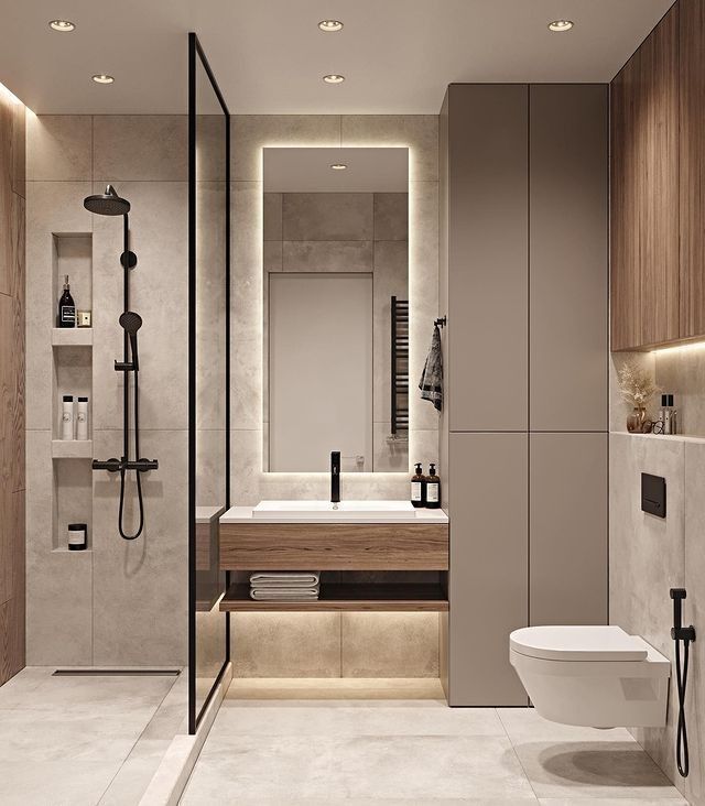 Modern Bathroom Mirrors with Light Design