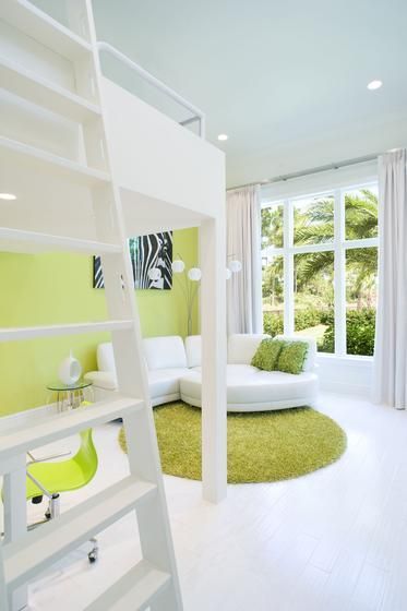 Lime green rugs to create an
artificial look