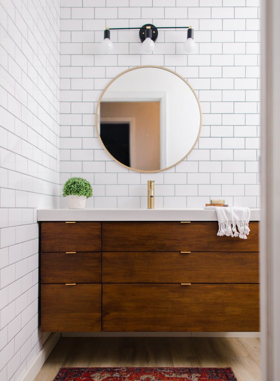 Space saving modern floating bathroom vanity