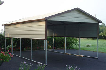 1 car carport canopy with half walls and gabled boxed eave TWRPLYD