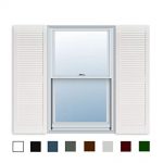 15 inch x 55 inch standard louver exterior vinyl window shutters, white ZCUTUYH