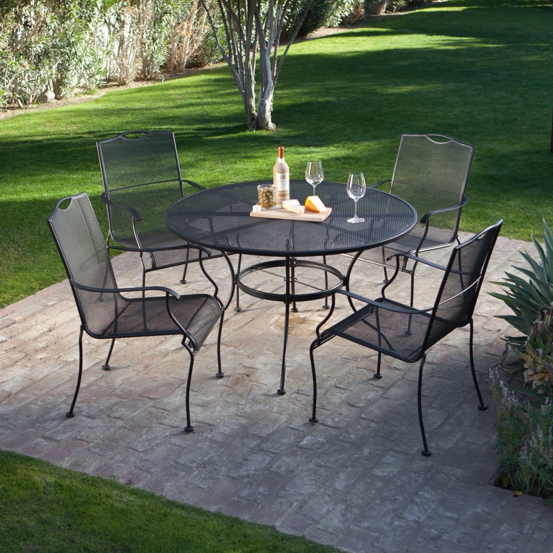 5-piece wrought iron patio furniture dining set - seats 4 KXJGASN