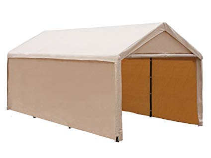 abba patio 10 x 20 ft heavy duty beige carport, car canopy WHXKSQS