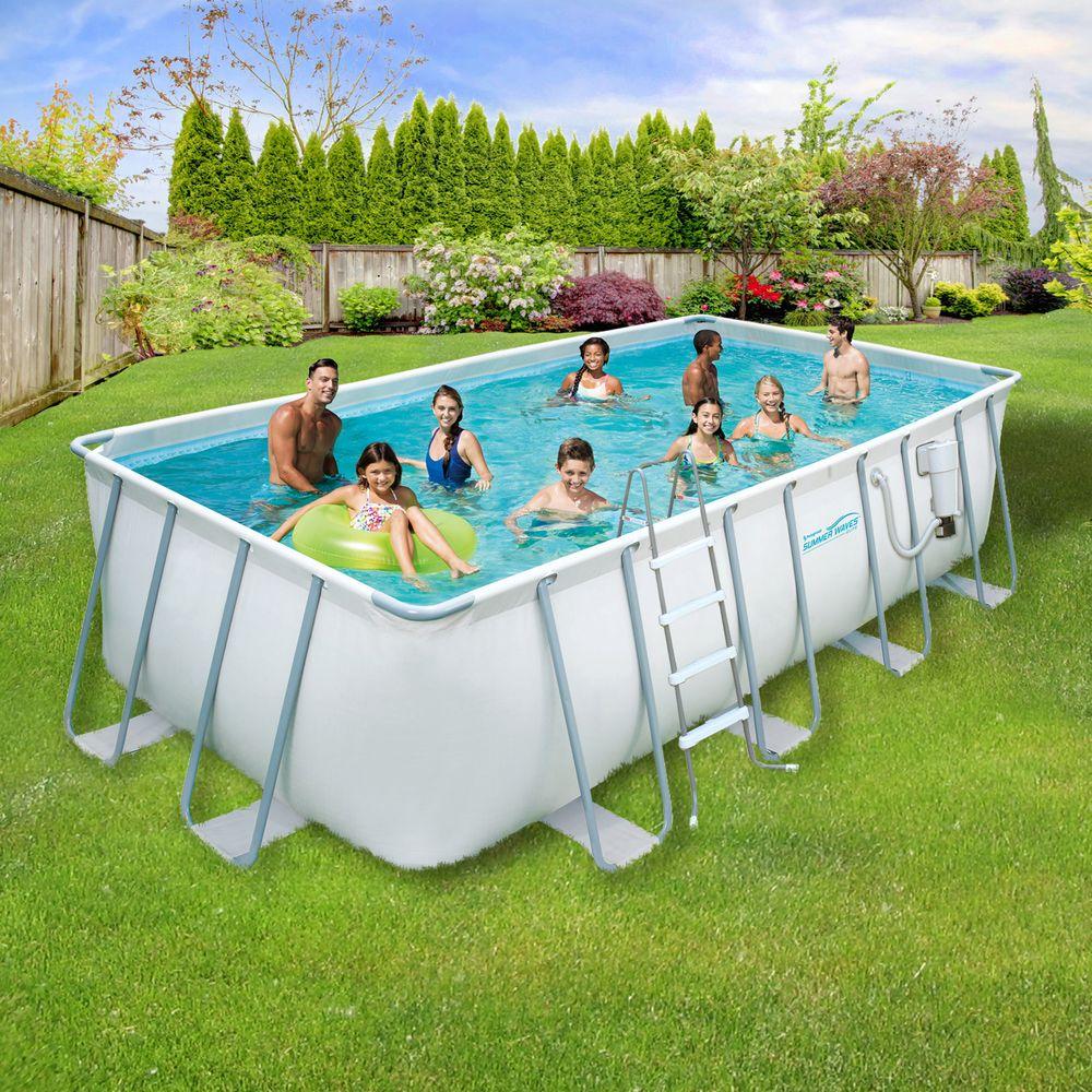 above ground pool summer waves elite 9 ft. x 18 ft. rectangular 52 in. deep PWONAXP