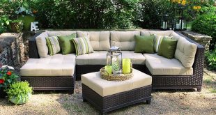 ae outdoor hillborough 4-piece all-weather wicker patio sectional with  sunbrella fabric CLDWPRC