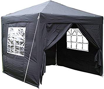 airwave 2.5x2.5mtr pop up waterproof gazebo in black with 2 windbars and FWSEGSA