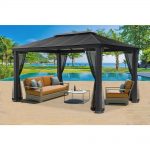 aluminum hard top gazebo with mosquito netting AQTMPHK