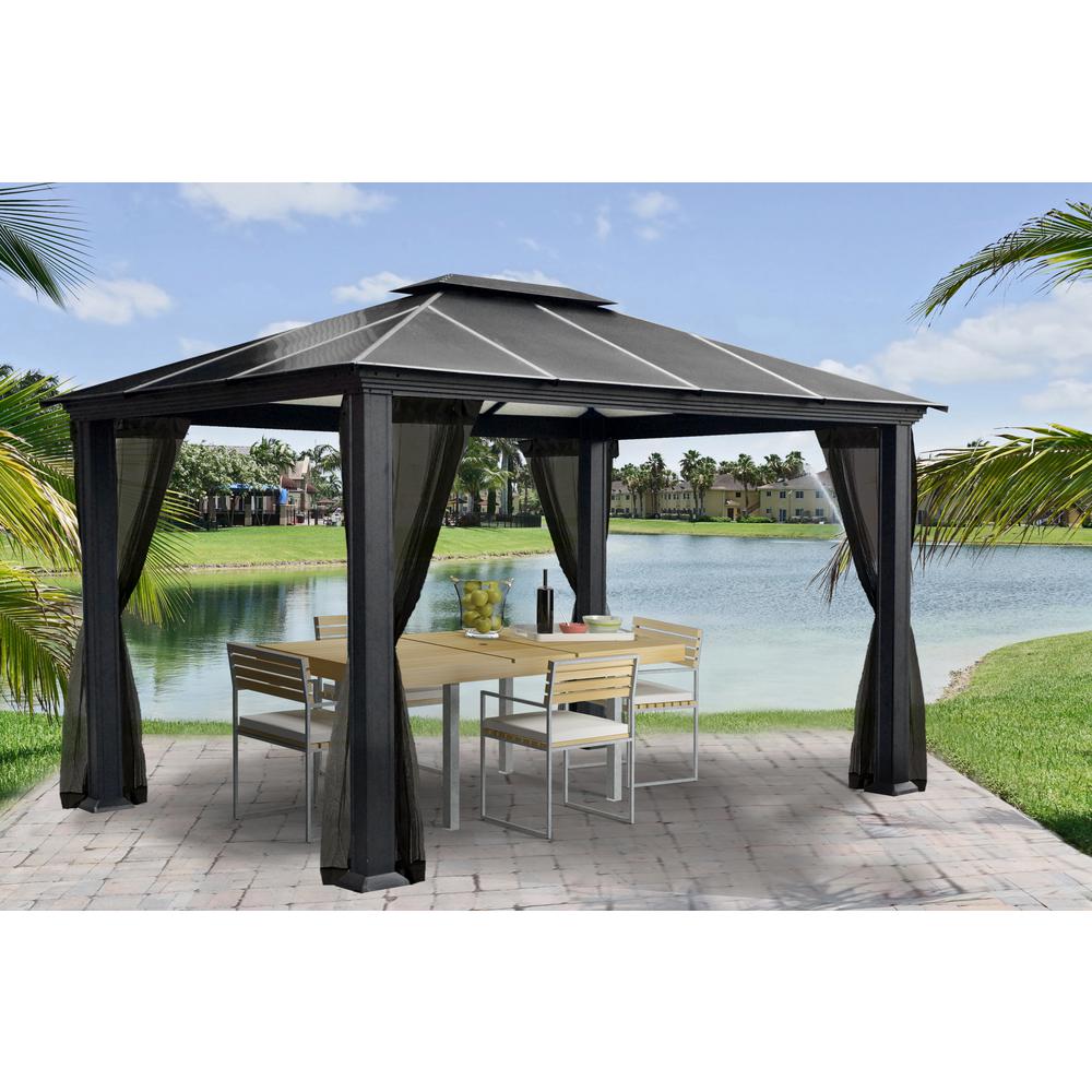 aluminum hard top gazebo with mosquito netting ZZVOQBI