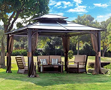 amazon.com : sunjoy 10 x 12 chatham steel hardtop gazebo : garden CMOAYZN