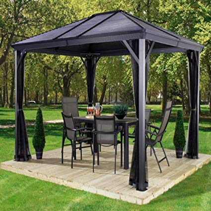 backyard canopy amgs hot tub gazebo canopy patio outdoor tent curtains 10x10 bbq grill GDCRXXW