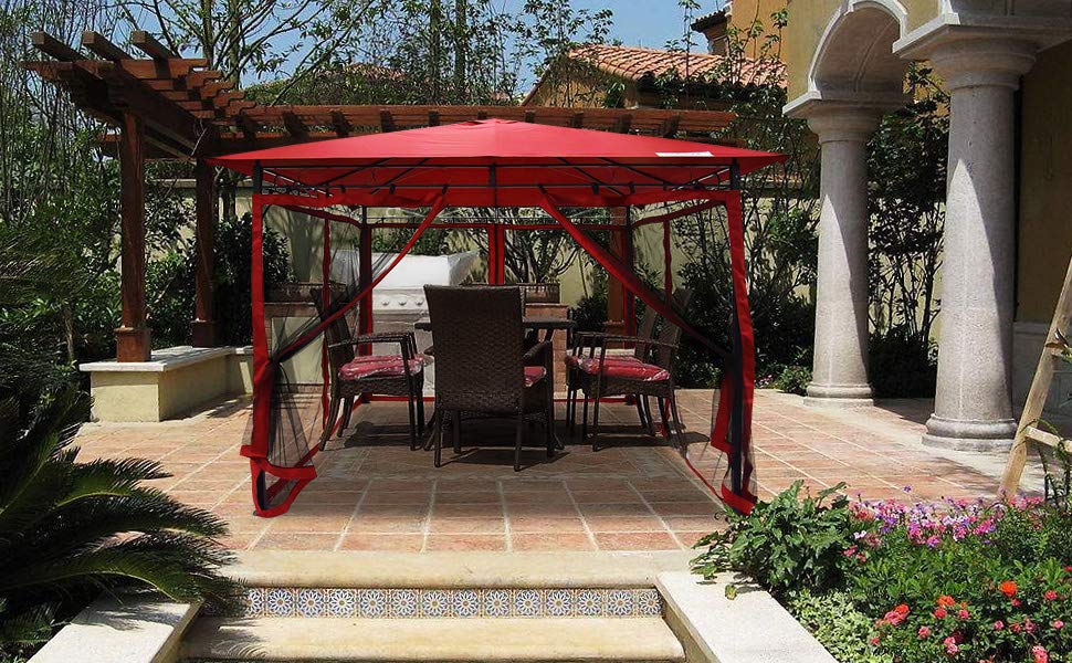 backyard canopy quictent metal hardtop gazebo canopy backyard shelter watereproof with mesh  screen UHJOOSF