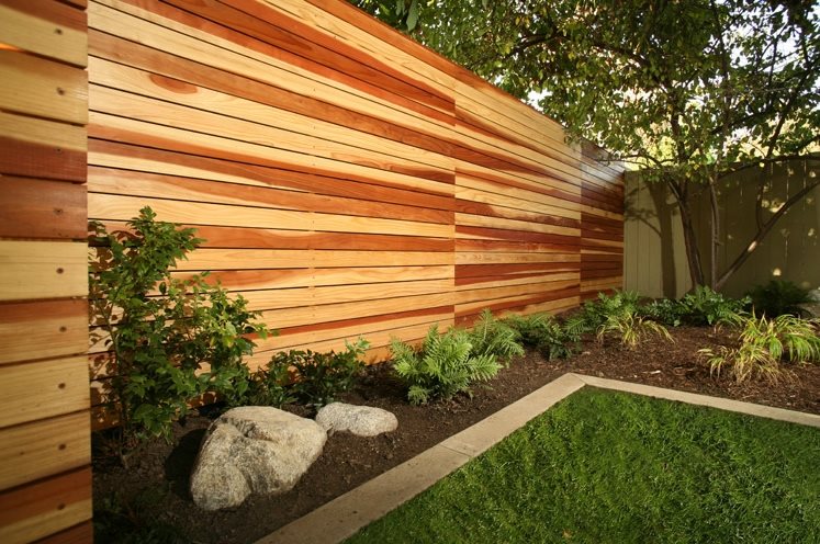 backyard fence ideas modern wood fence backyard landscaping lisa cox landscape design solvang, ca MLNIXYD