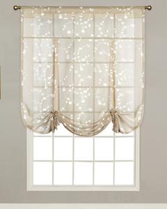 balloon shades taupe savannah sheer tie up curtain hanging on a decorative rod OAPMCEA