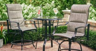 bar height patio set hampton bay statesville pewter 3-piece outdoor balcony height dining set BCXGIIN