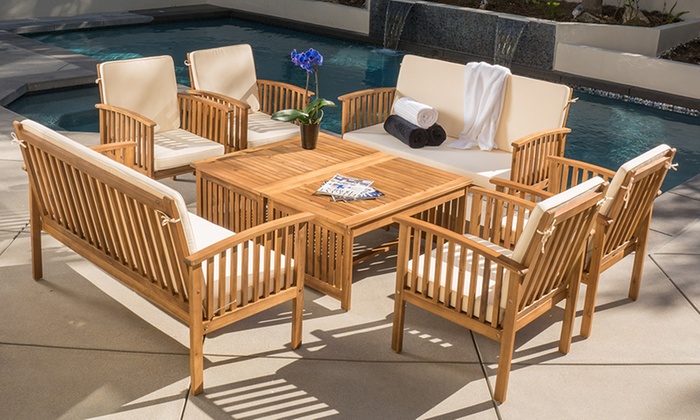 beckley 8-piece wood outdoor seating set ... RICJOXH