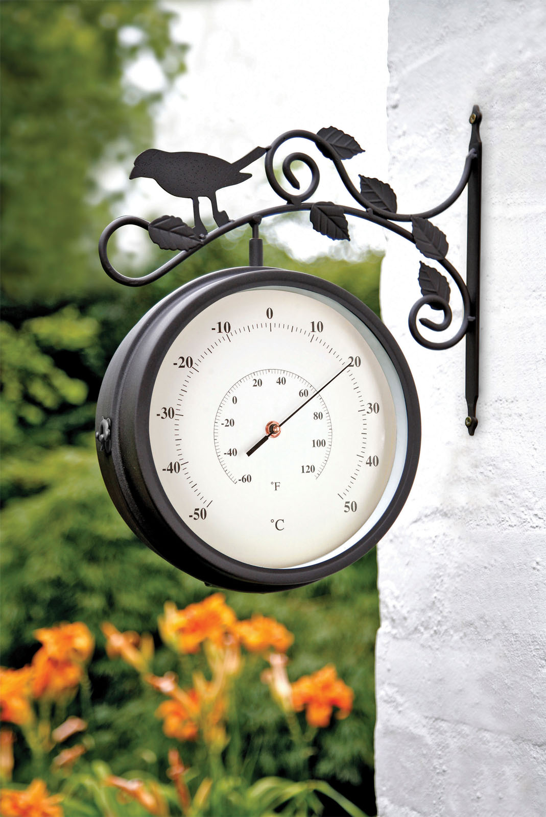 birds of britain swivel garden clock thermometer 4372 GJVKRWT