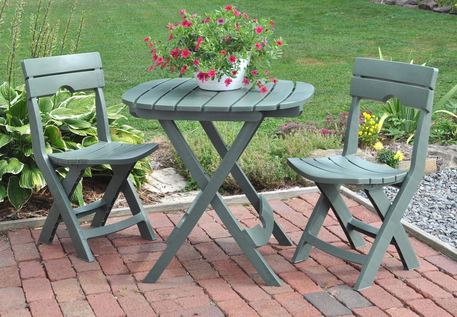 bistro patio set amazon.com : adams manufacturing 8590-01-3731 quik-fold cafe bistro set,  sage : ZEROURR