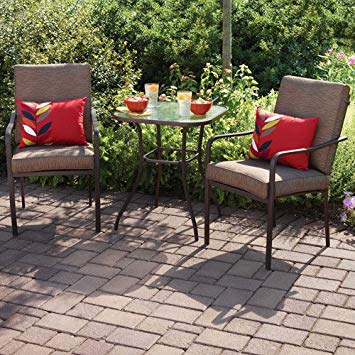 bistro patio set amazon.com: crossman 3 piece all weather square outdoor bistro furniture  patio WCGSHAY