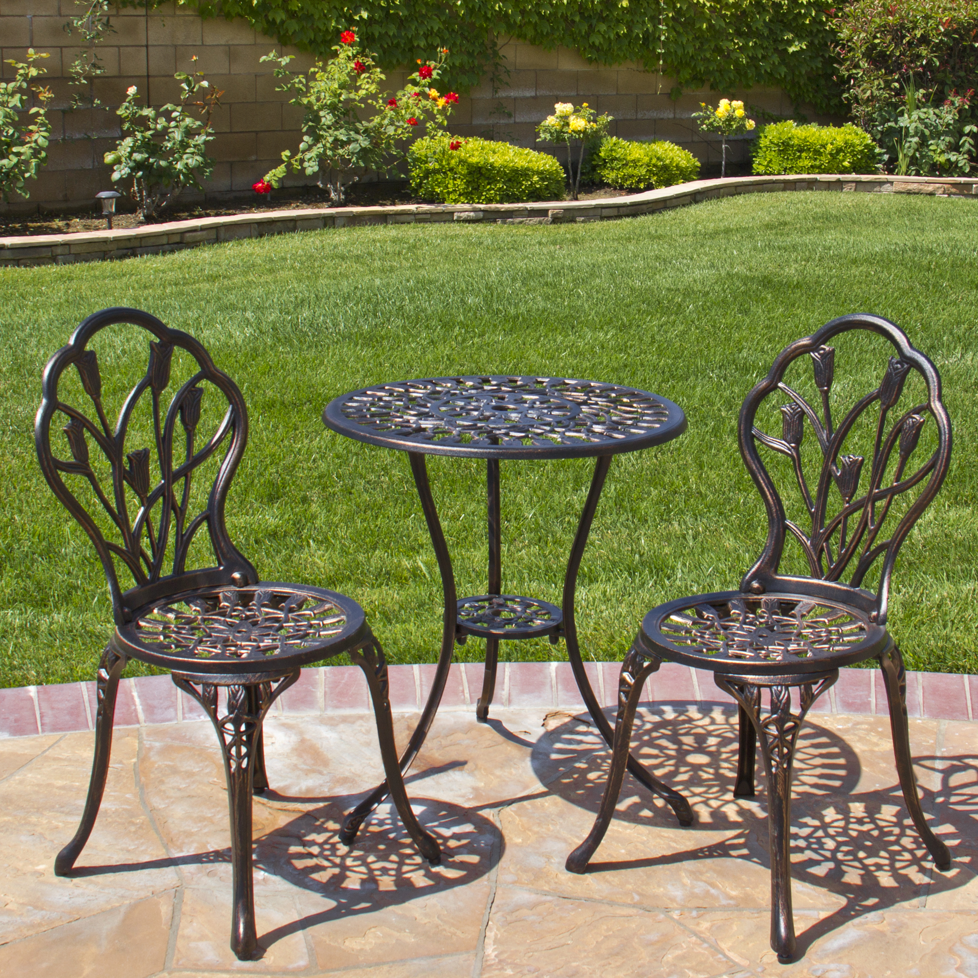 bistro patio set best choice products cast aluminum patio bistro furniture set in antique AZPBHRP