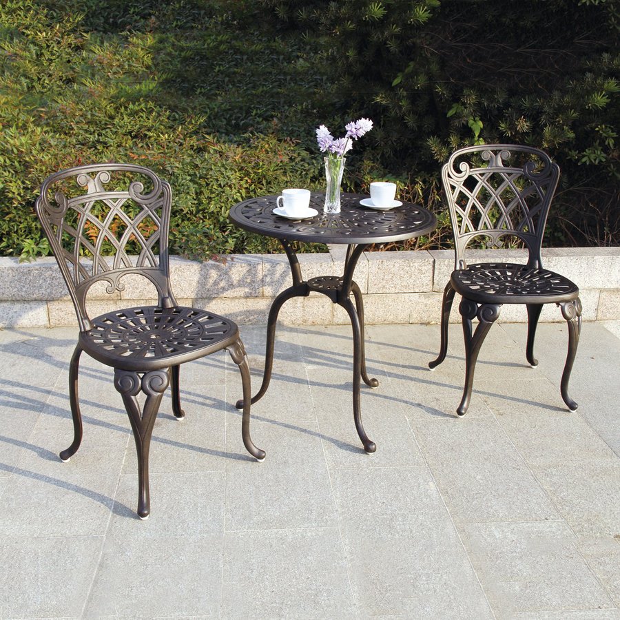 bistro patio set darlee new port 3-piece bronze metal frame bistro patio dining set PDIBACS