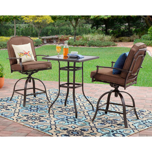 bistro patio set mainstays wentworth 3-piece high outdoor bistro set, seats 2 - walmart.com SNELTEU