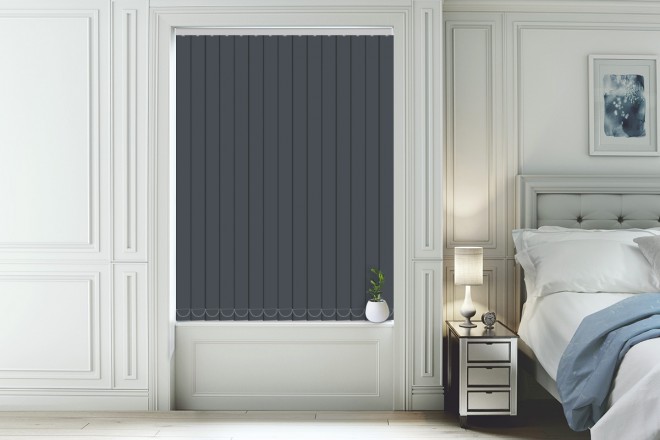 blackout vertical blinds hannah slate - moisture resistant blackout vertical blind YHLQAXJ