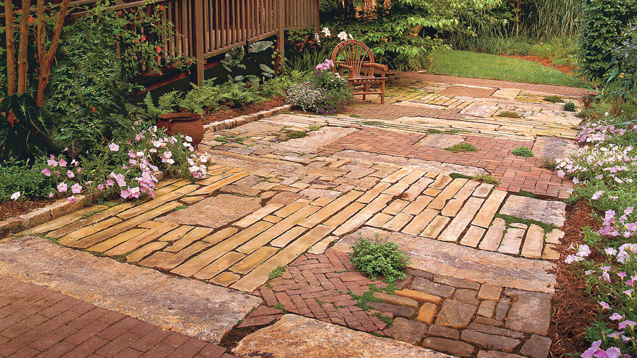 brick patio patchwork quilt patio TMWXHSI