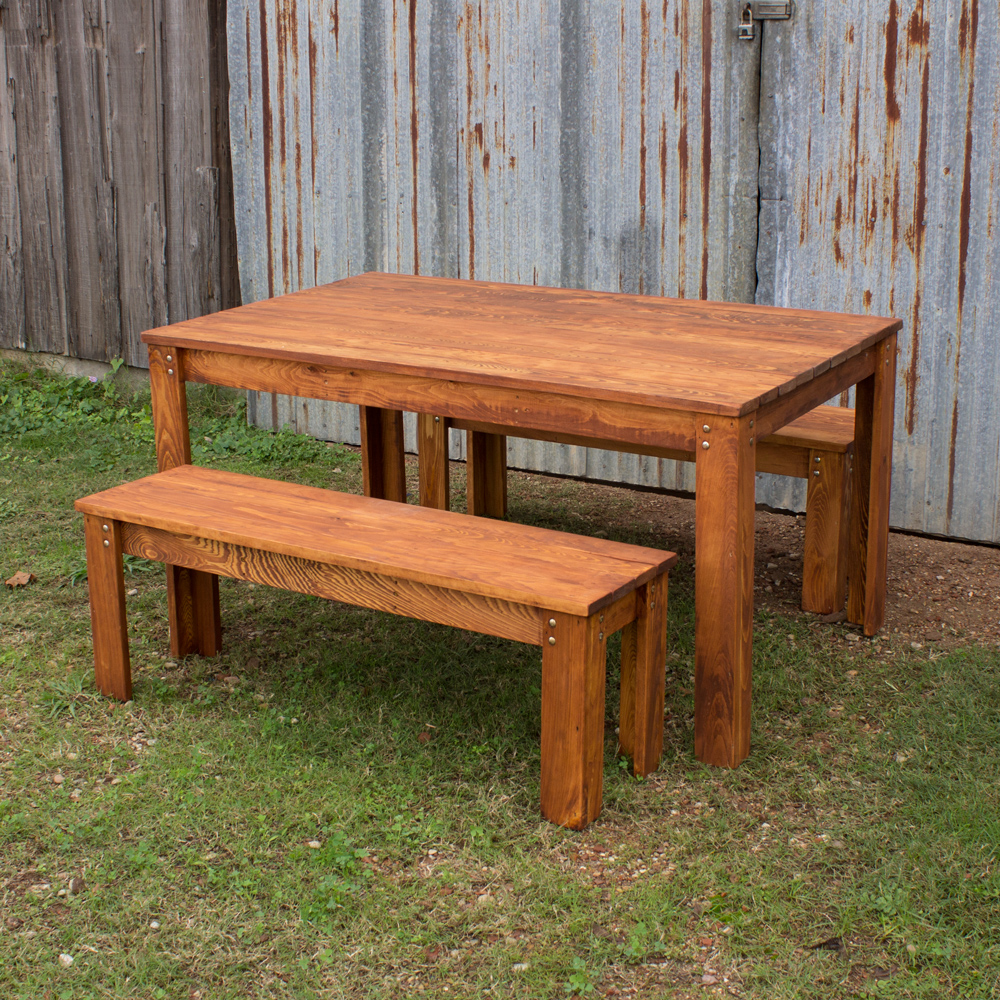 carencro style outdoor table and benches VHNVAGL